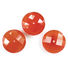 CARNELIAN CHECKER BRIOLETTE ROUND (FULL DRILL) 11MM 3.82 Cts.