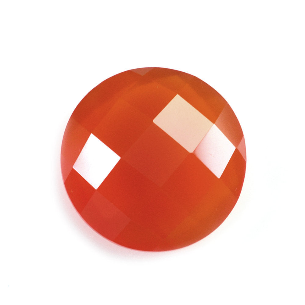 CARNELIAN CHECKER BRIOLETTE ROUND 11MM 3.85 Cts.