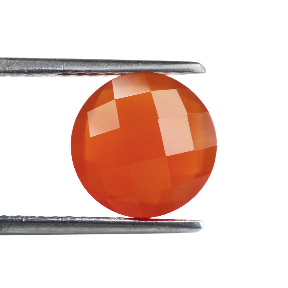CARNELIAN CHECKER BRIOLETTE ROUND 11MM 3.85 Cts.