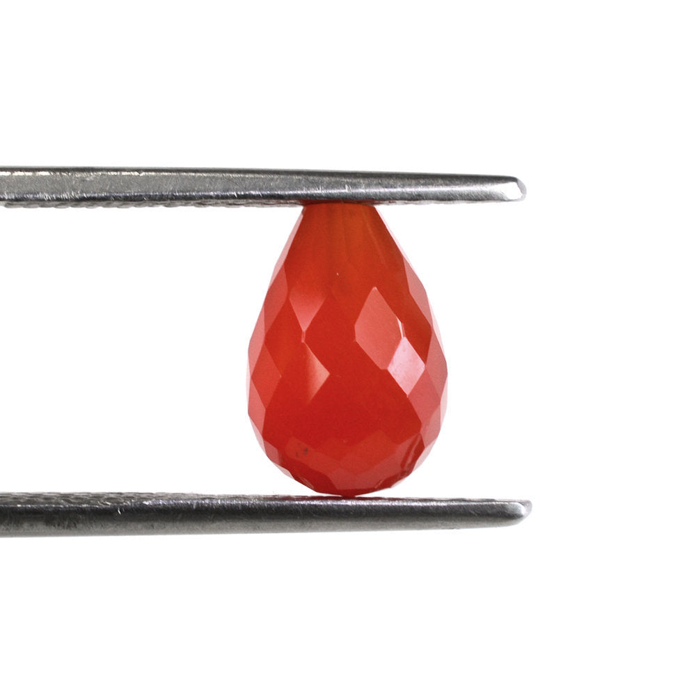 CARNELIAN FACETED DROPS (HALF DRILL 0.70MM) 10X7MM 3.11 Cts.