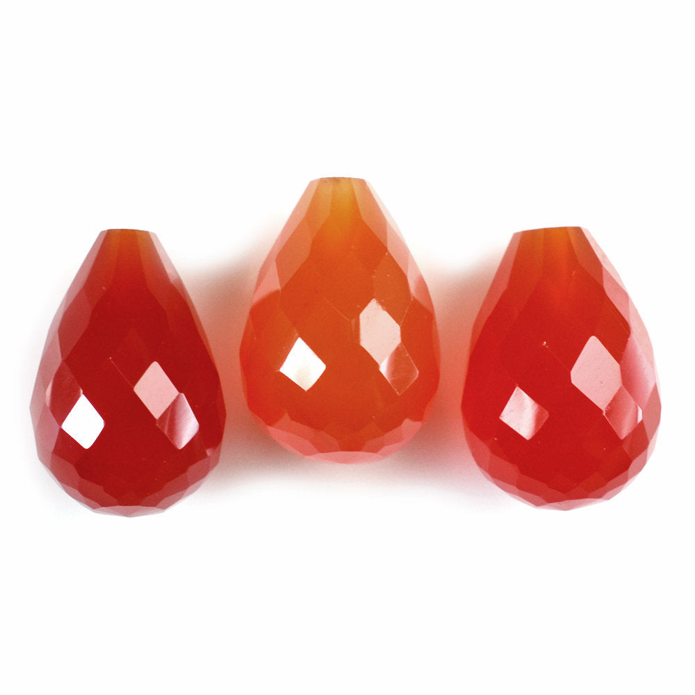 CARNELIAN FACETED DROPS (HALF DRILL 0.70MM) 10X7MM 3.11 Cts.