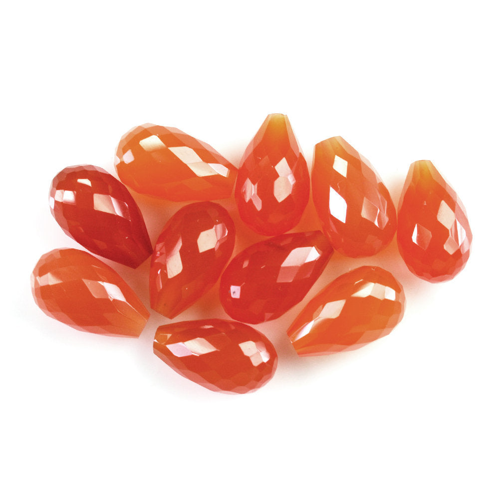 CARNELIAN FACETED DROPS (HALF DRILL 0.70MM) 10X6MM 2.47 Cts.