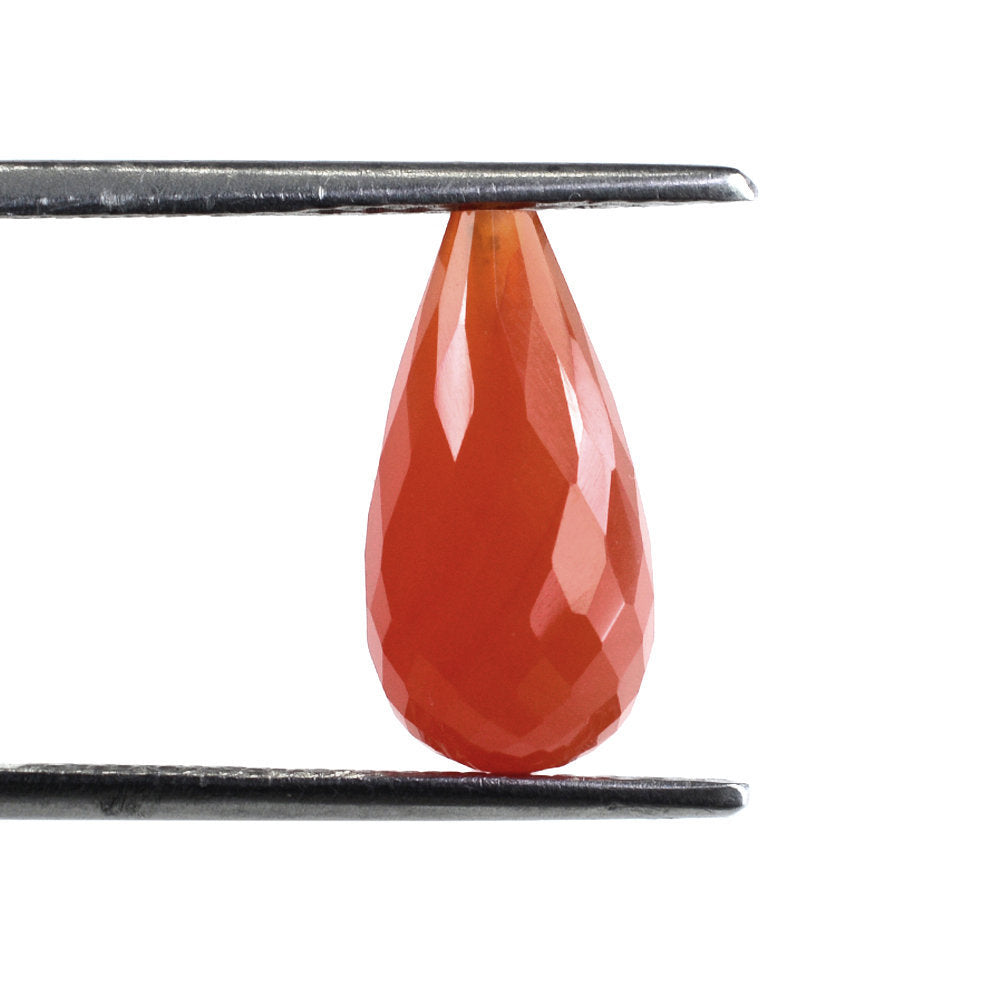 CARNELIAN FACETED DROPS (HALF DRILL 0.70MM) 14X7MM 4.63 Cts.