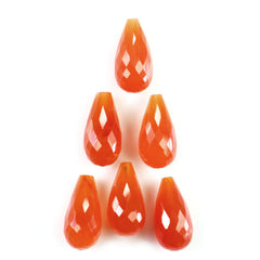 CARNELIAN FACETED DROPS (HALF DRILL 0.70MM) 14X7MM 4.63 Cts.