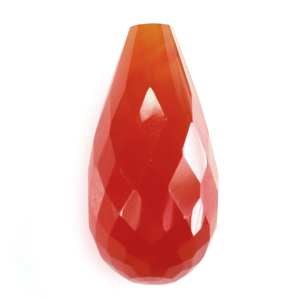 CARNELIAN FACETED DROPS (HALF DRILL 0.70MM) 14X7MM 4.40 Cts.