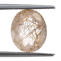 COPPER RUTILE QUARTZ CUT OVAL 12X10MM 4.20 Cts.