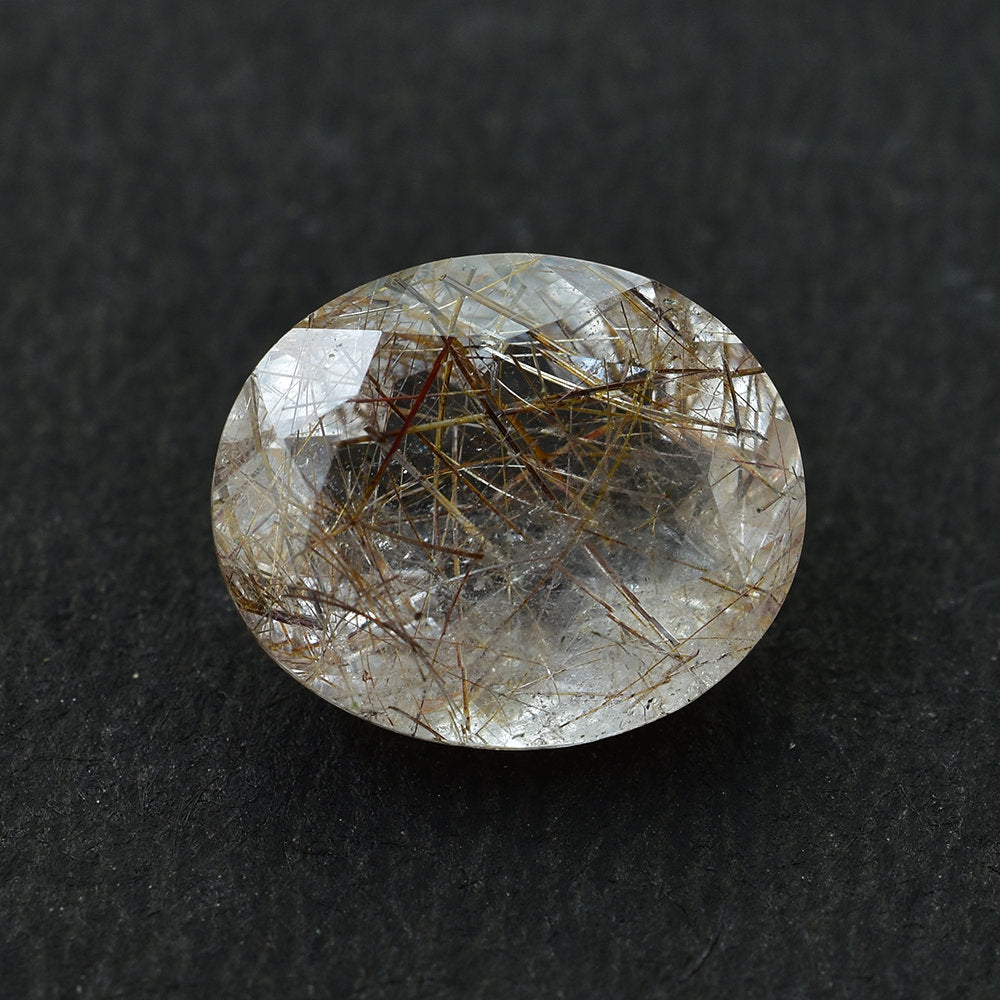 COPPER RUTILE QUARTZ CUT OVAL 12X10MM 4.20 Cts.