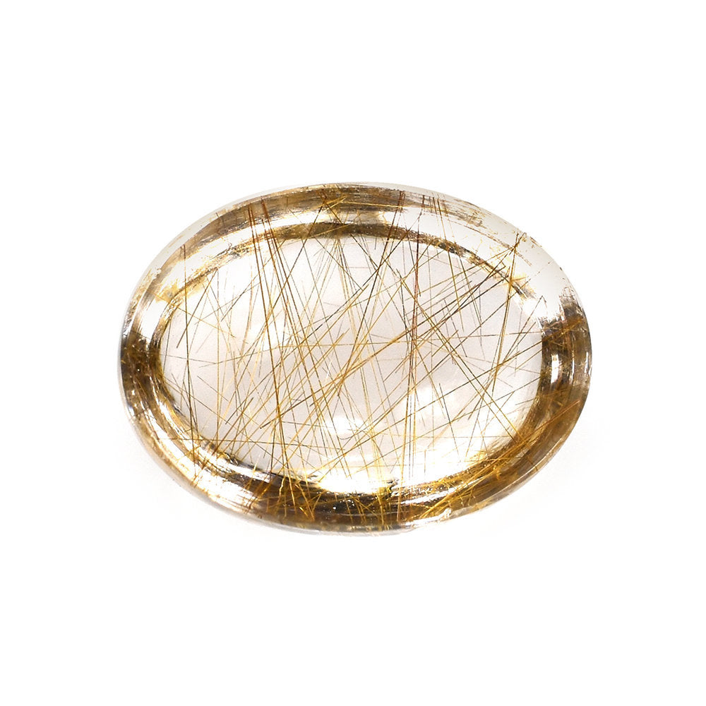 COPPER RUTILE QUARTZ PLAIN OVAL CAB 16X12MM 11.25 Cts.