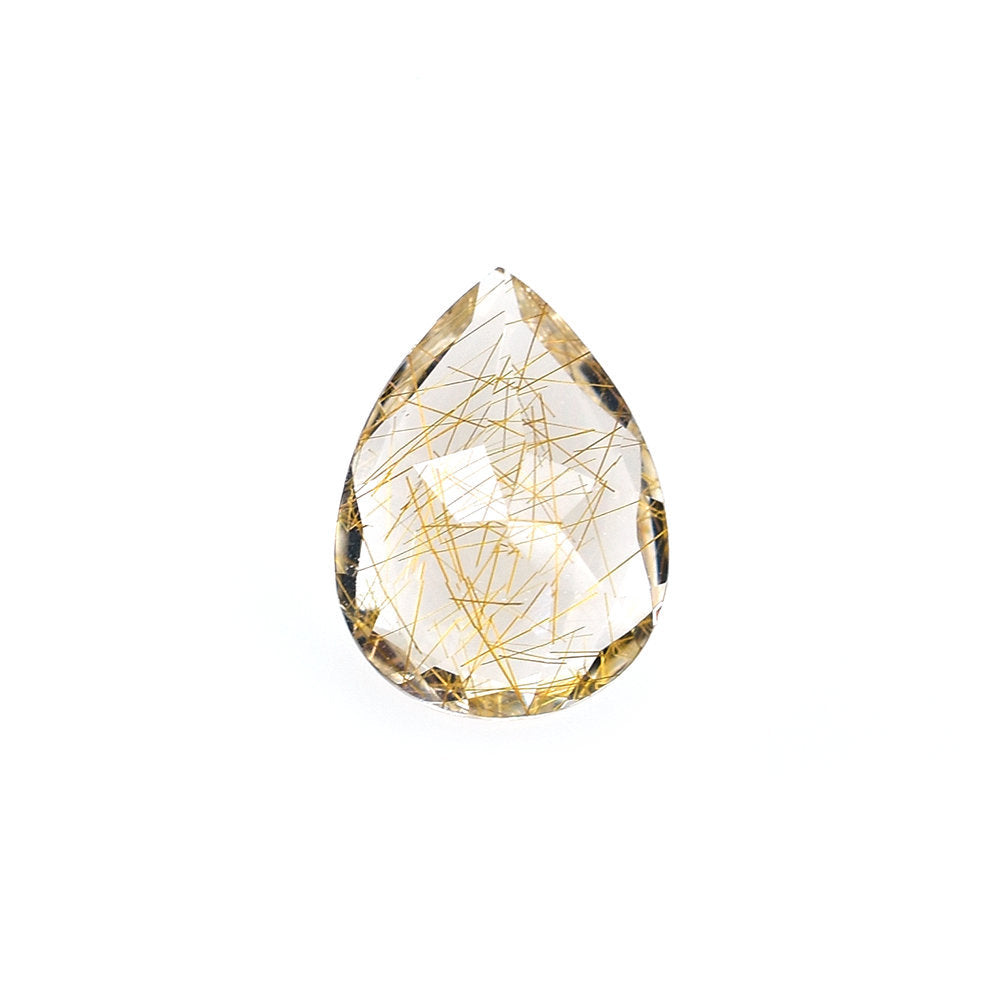 COPPER RUTILE QUARTZ CUT PEAR 8X6MM 1.24 Cts.