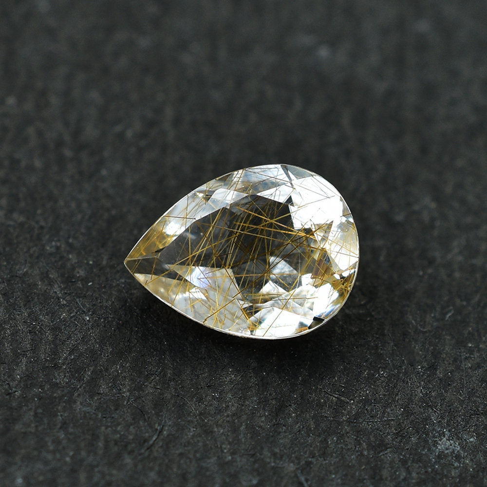 COPPER RUTILE QUARTZ CUT PEAR 8X6MM 1.24 Cts.
