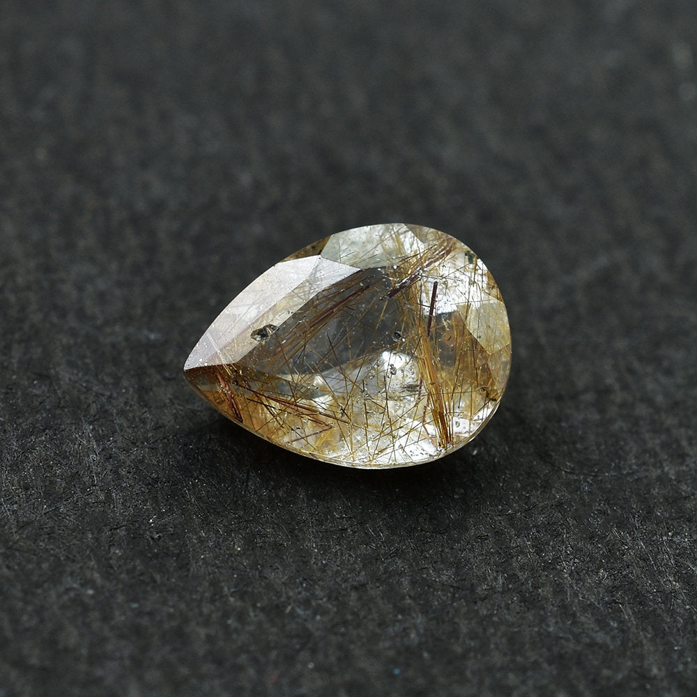 COPPER RUTILE QUARTZ CUT PEAR 8X6MM 1.02 Cts.