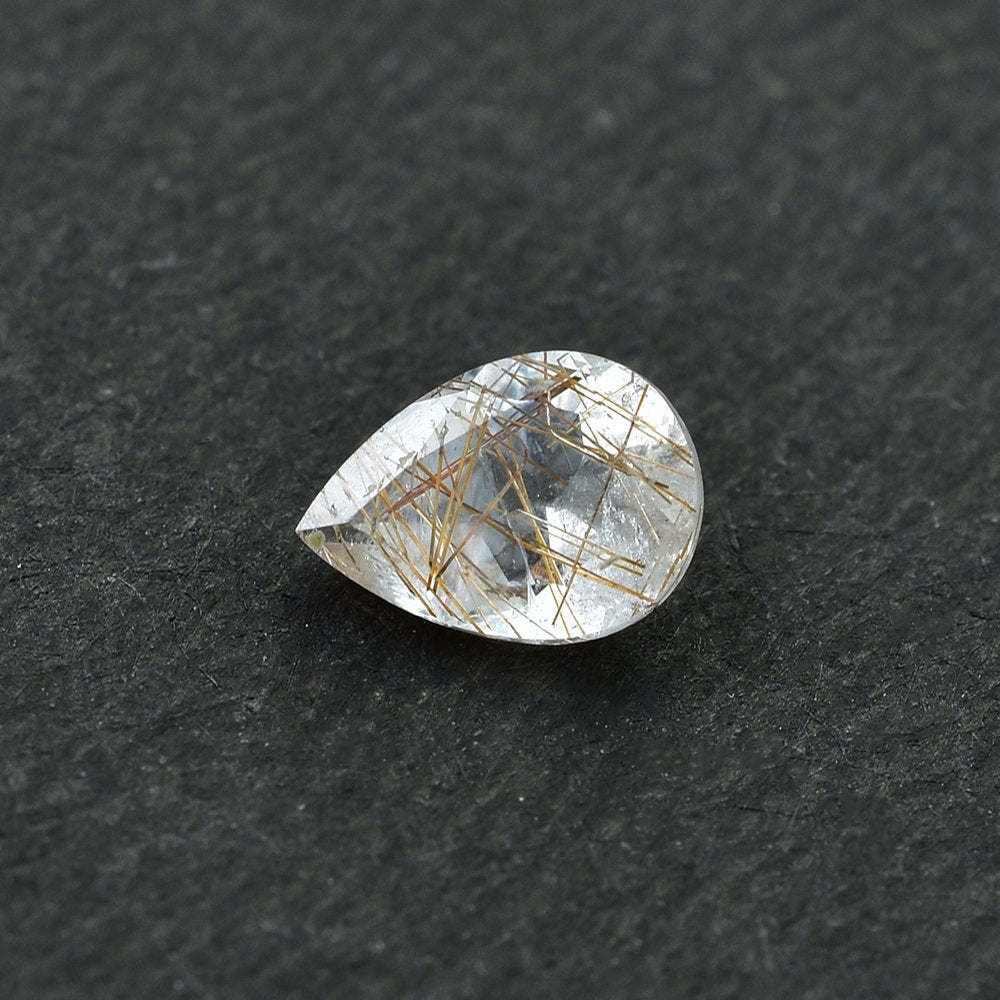COPPER RUTILE QUARTZ CUT PEAR 7X5MM 0.63 Cts.
