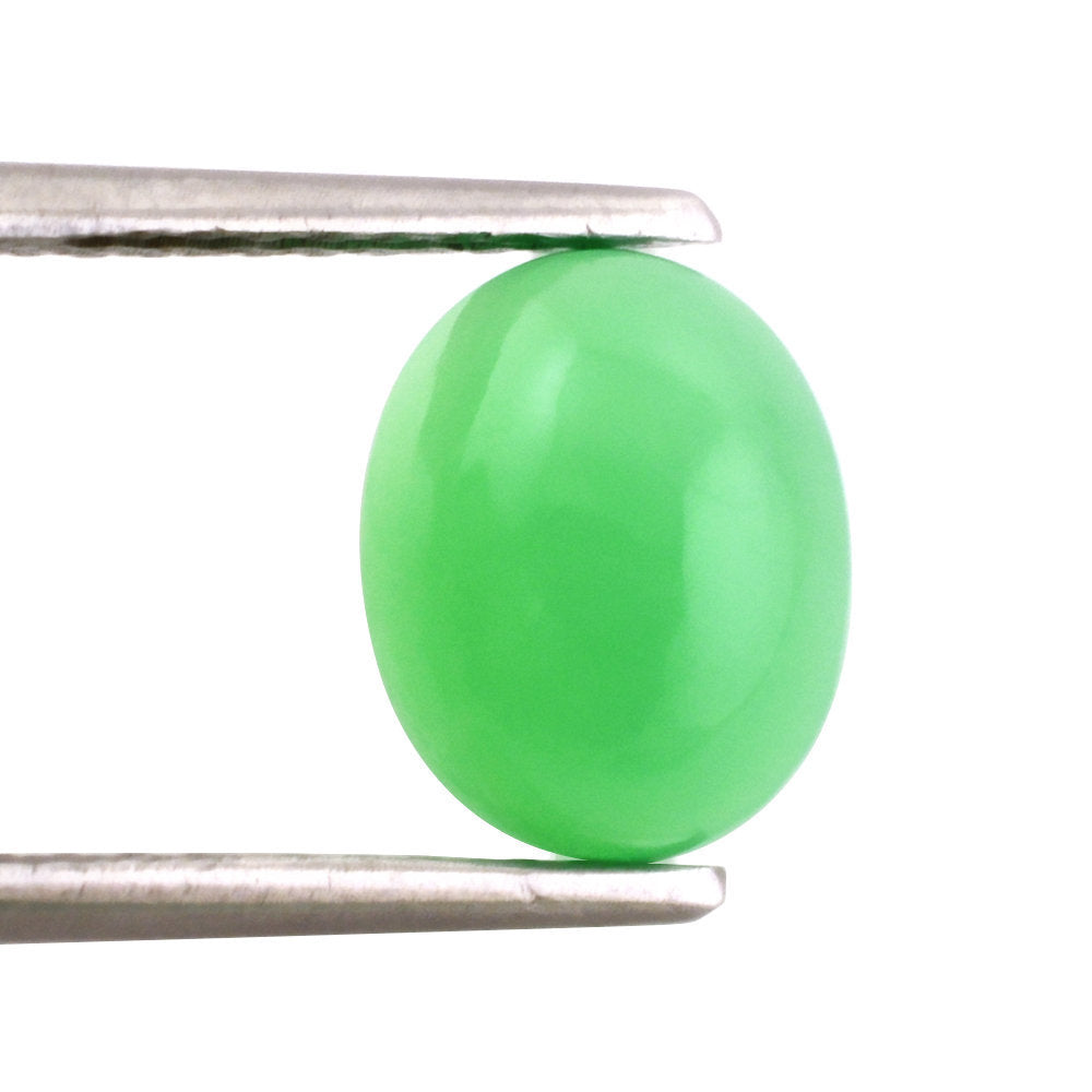 NATURAL CHRYSOPRASE OVAL CAB 10X8MM 2.57 Cts.
