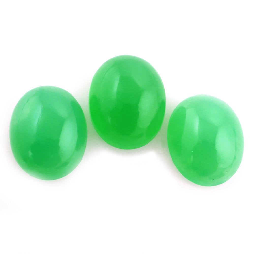 NATURAL CHRYSOPRASE OVAL CAB 10X8MM 2.57 Cts.