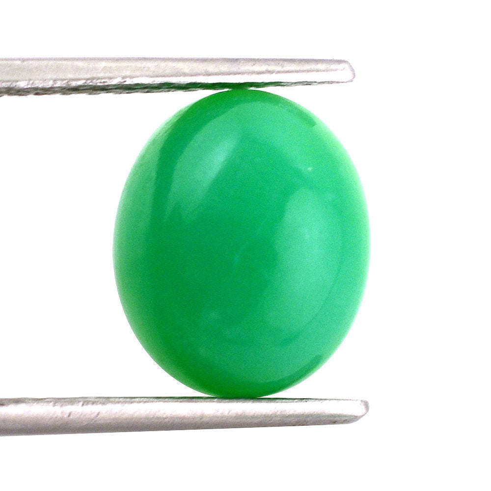 NATURAL CHRYSOPRASE OVAL CAB 12X10MM 4.51 Cts.