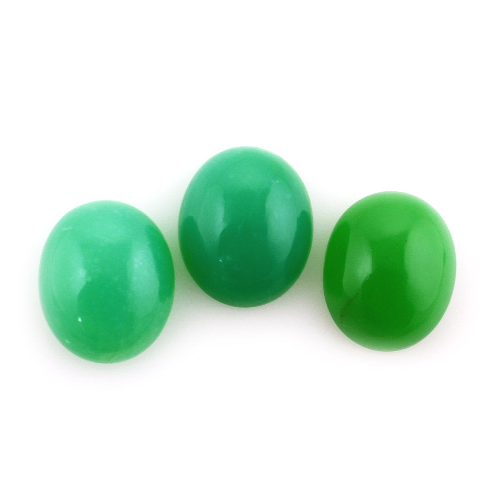 NATURAL CHRYSOPRASE OVAL CAB 12X10MM 4.51 Cts.