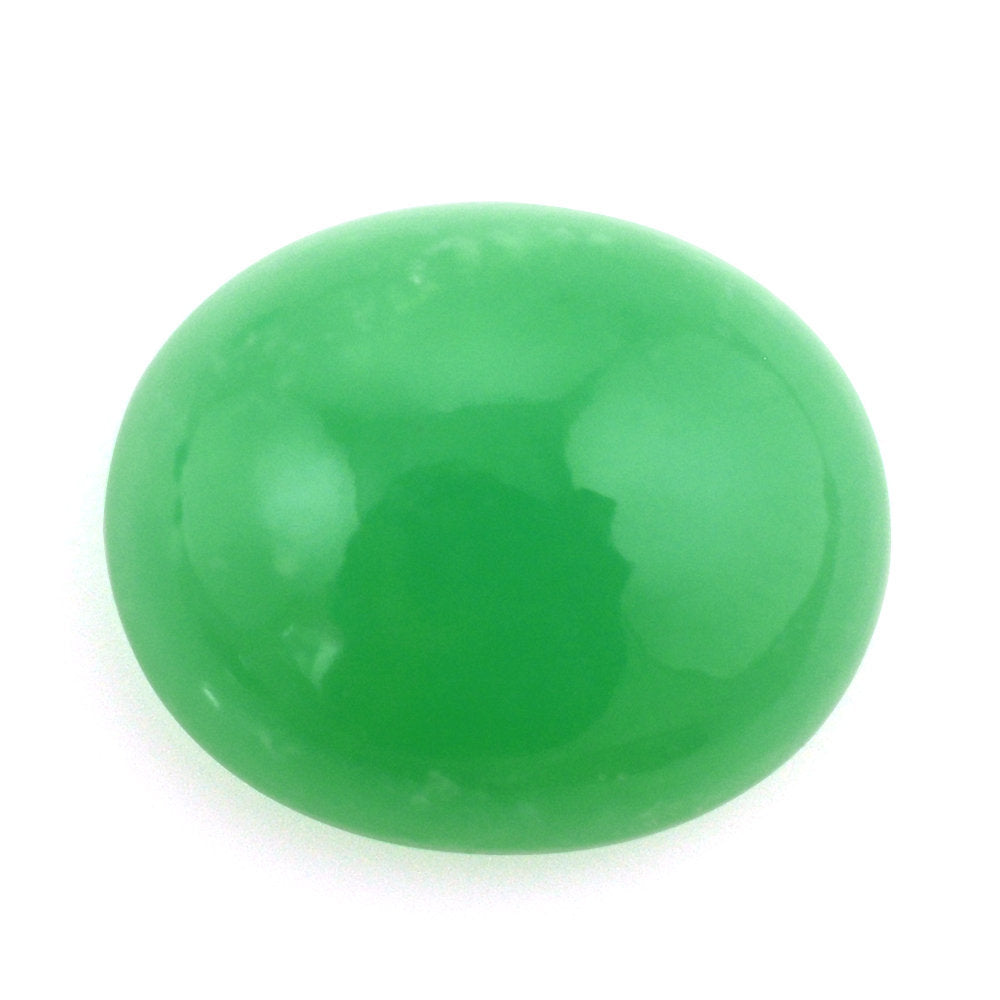 NATURAL CHRYSOPRASE OVAL CAB 12X10MM 4.79 Cts.