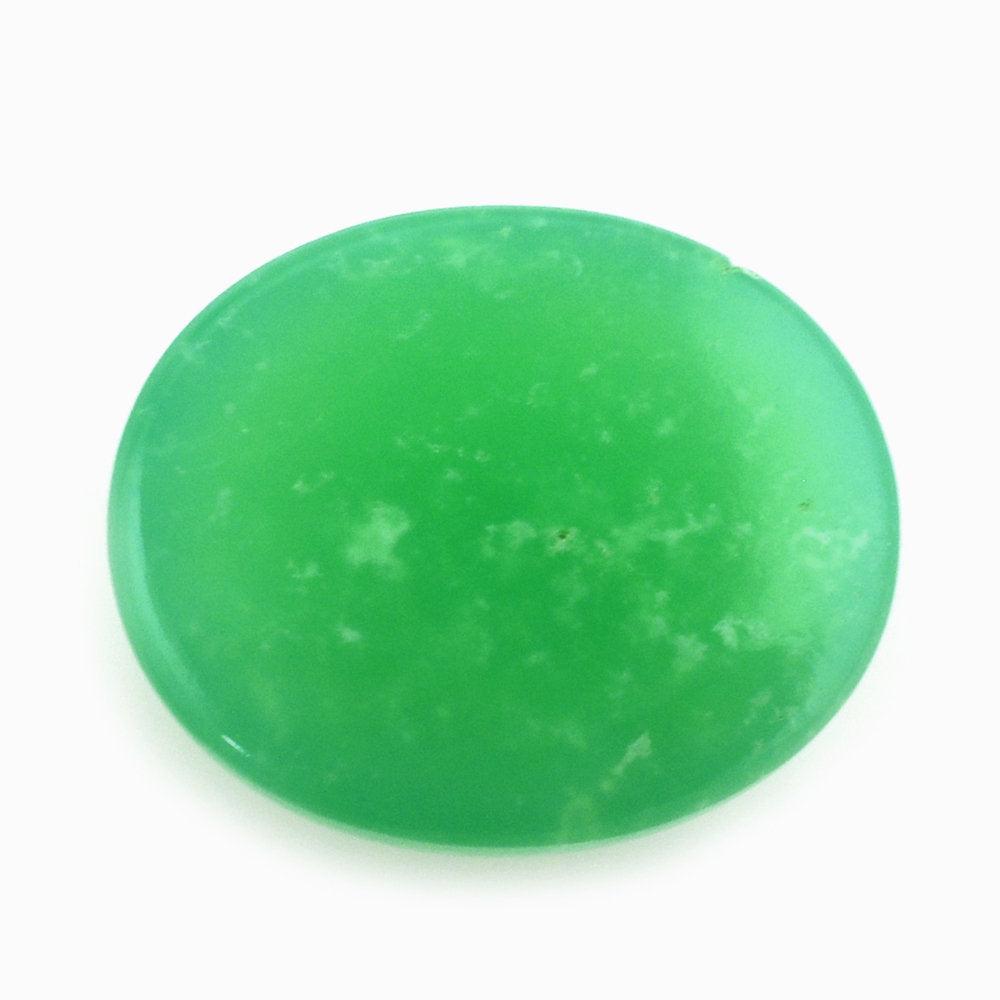 NATURAL CHRYSOPRASE OVAL CAB 12X10MM 4.79 Cts.