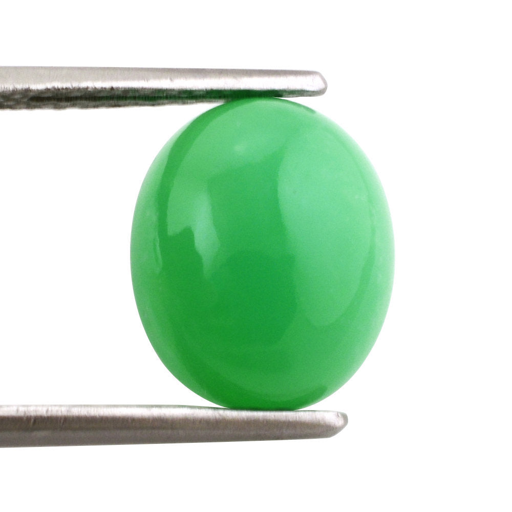 NATURAL CHRYSOPRASE OVAL CAB 12X10MM 4.79 Cts.