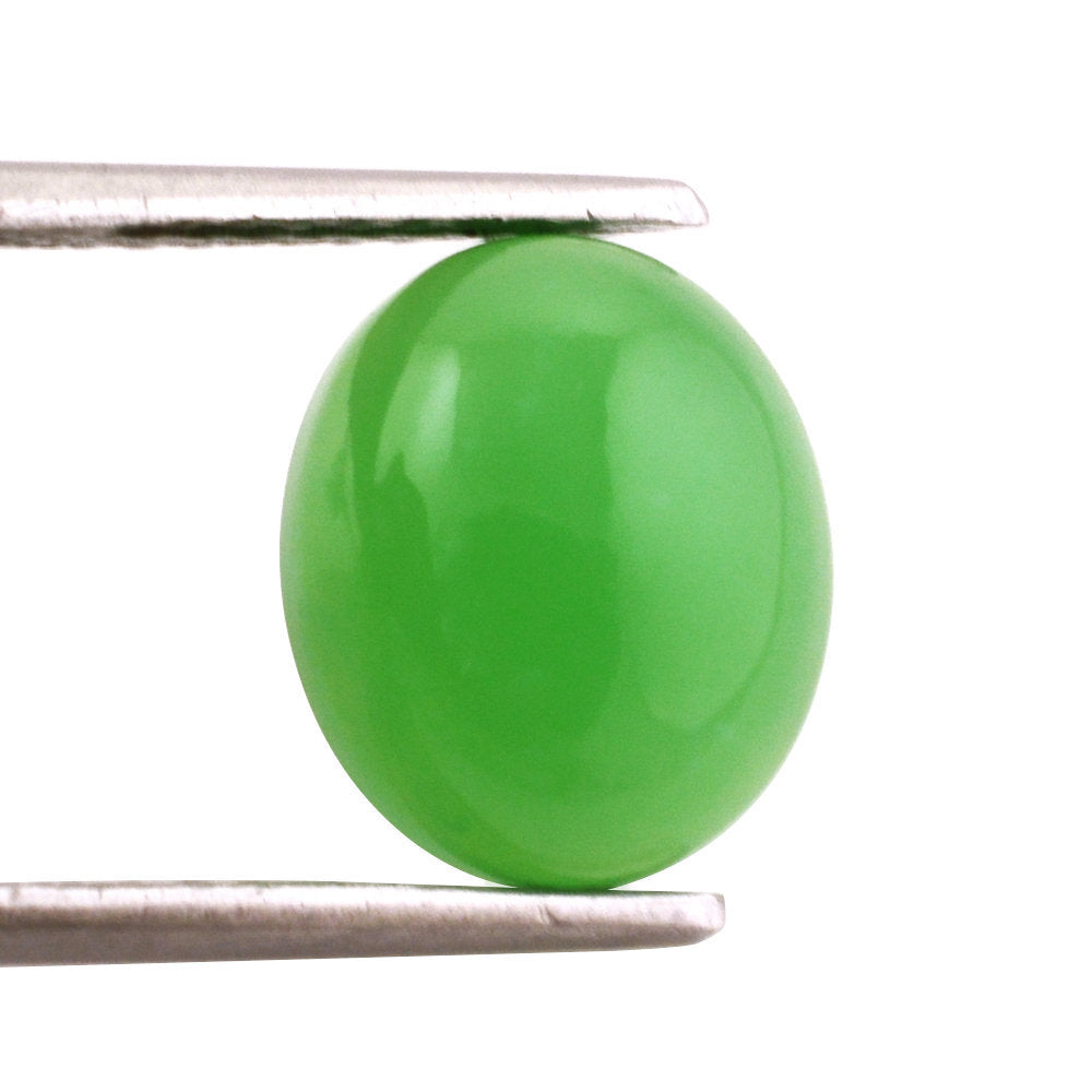 NATURAL CHRYSOPRASE OVAL CAB 12X10MM 4.59 Cts.