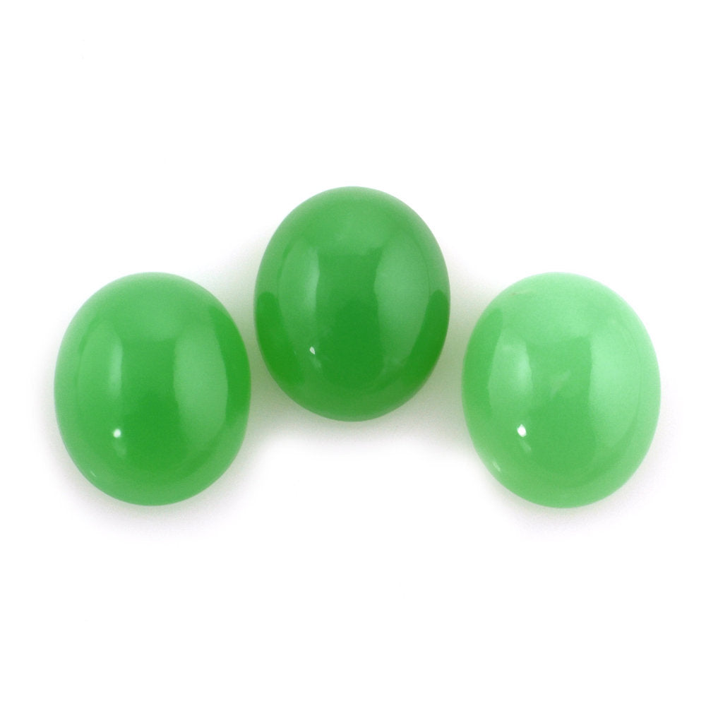 NATURAL CHRYSOPRASE OVAL CAB 12X10MM 4.59 Cts.
