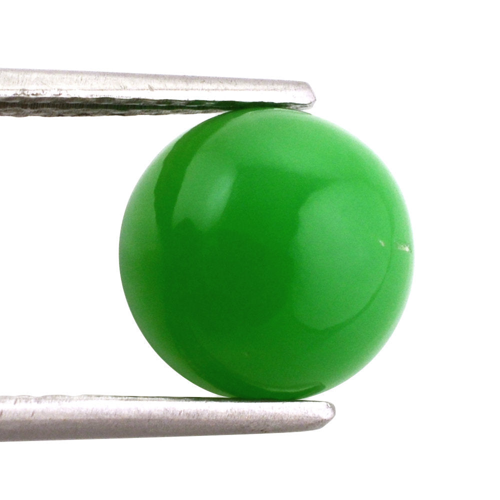 NATURAL CHRYSOPRASE ROUND CAB 10MM 3.95 Cts.