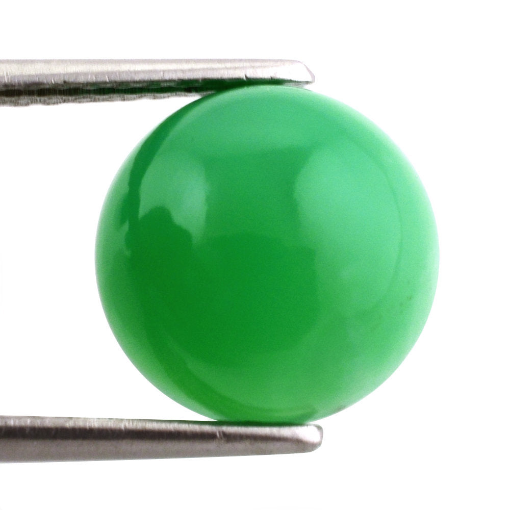 NATURAL CHRYSOPRASE ROUND CAB 12MM 6.88 Cts.