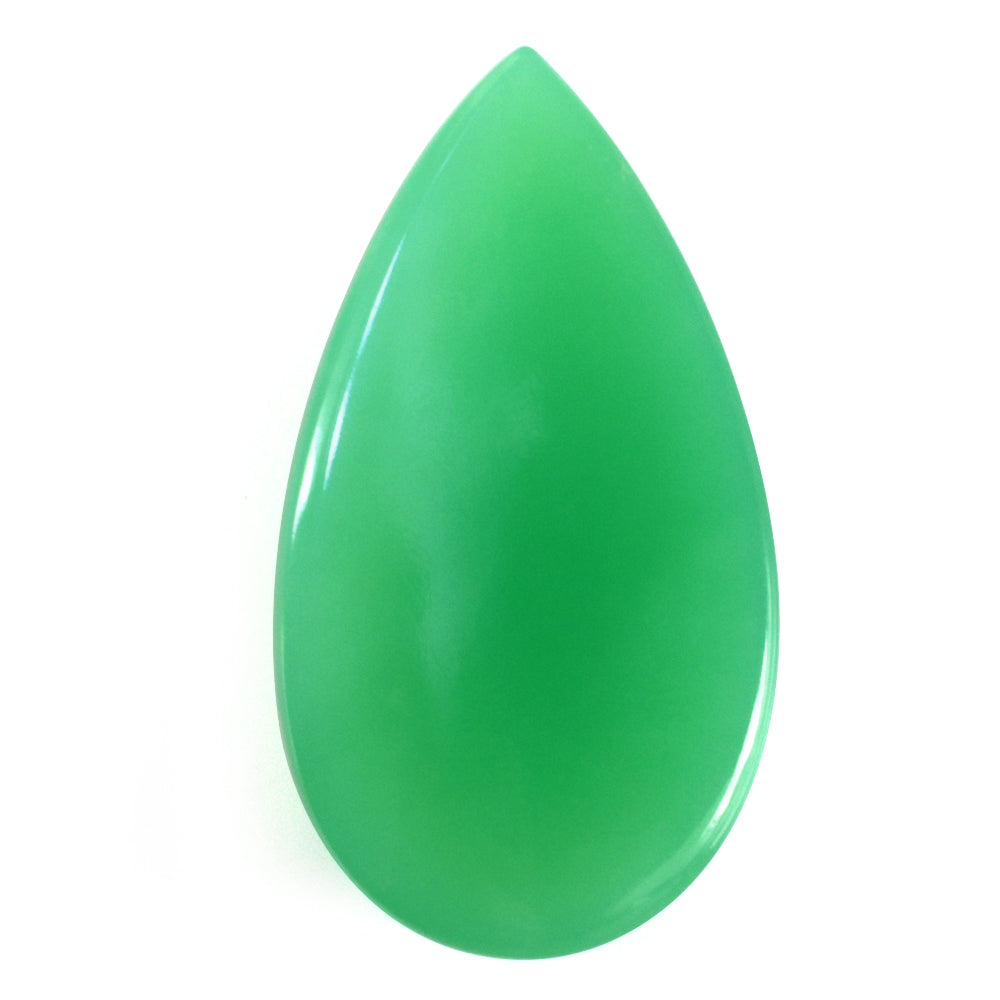 NATURAL CHRYSOPRASE PEAR CAB 25X14MM 19.42 Cts.