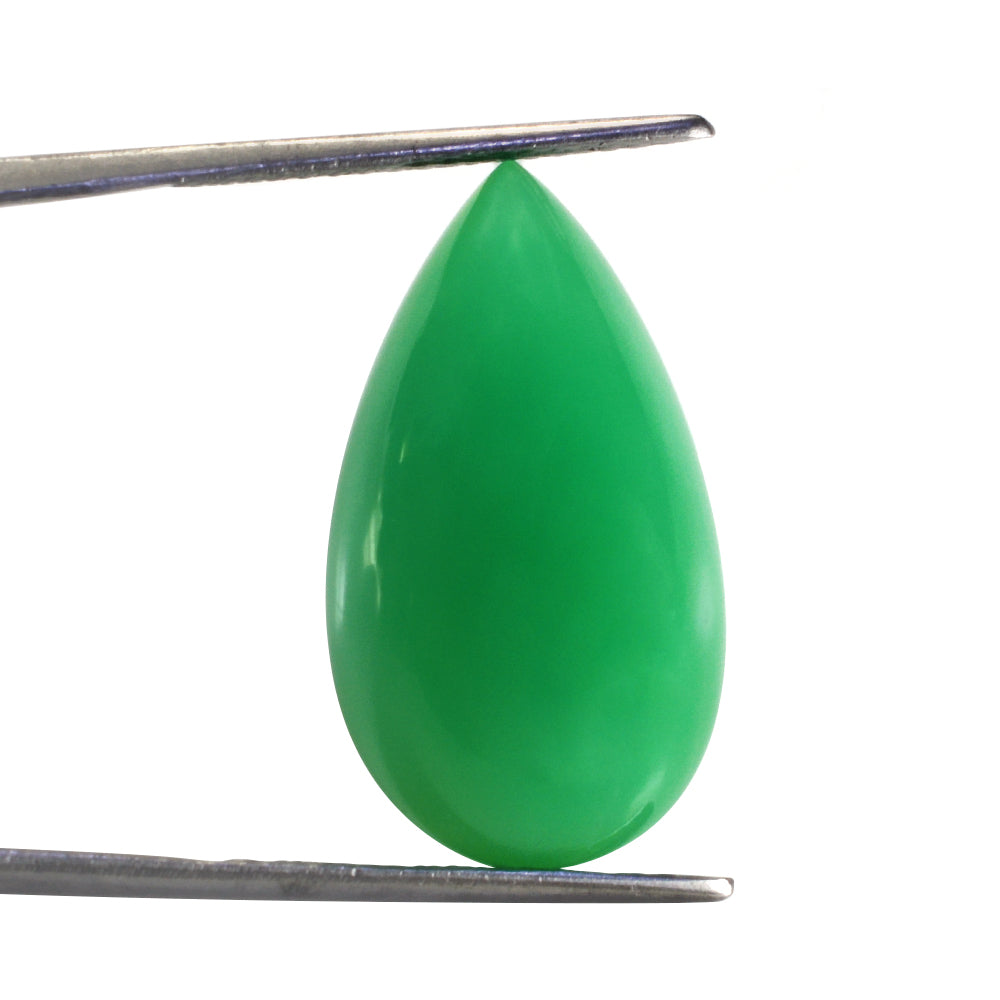 NATURAL CHRYSOPRASE PEAR CAB 25X14MM 19.42 Cts.