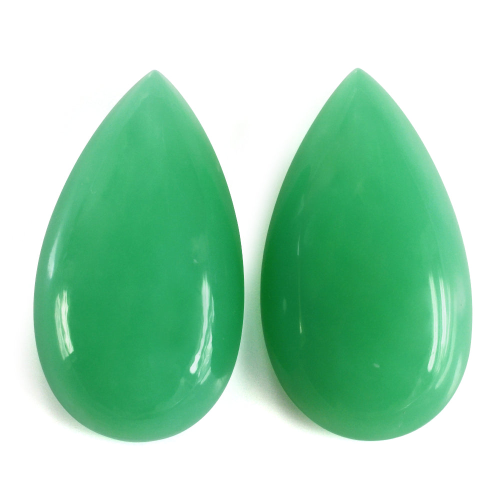 NATURAL CHRYSOPRASE PEAR CAB 25X14MM 19.42 Cts.