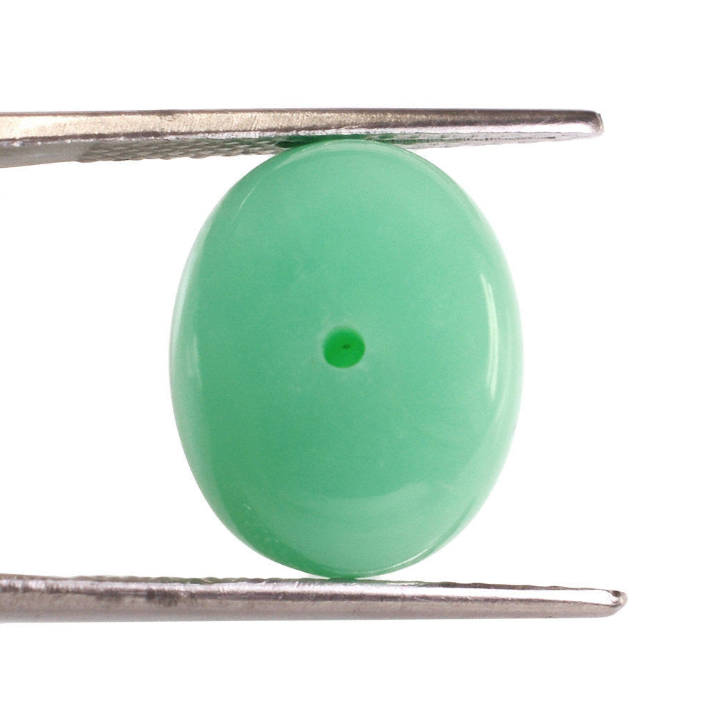 MINT CHRYSOPRASE PLAIN OLIVE SHAPE (HALF DRILL) 14.80X11.90MM 10.95 Cts.