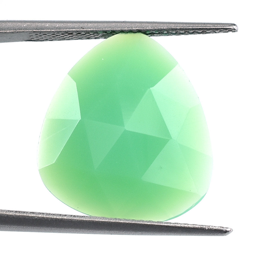 CHRYSOPRASE ROSE CUT BRIOLETTE TRILLIONISH 18X16MM 6.28 Cts.