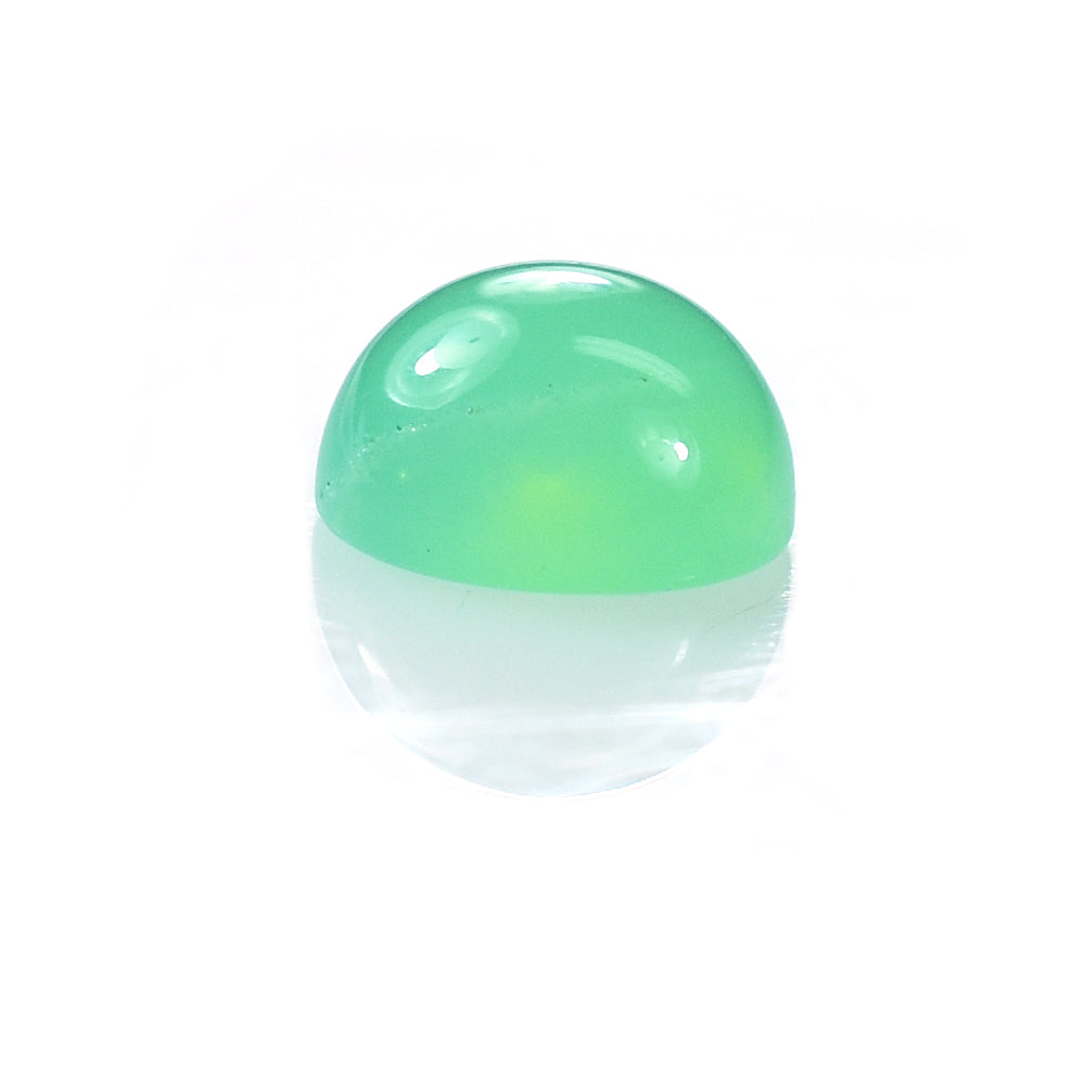 CHRYSOPRASE PLAIN ROUND CAB (AA) (SEMI MILKY) (SI) 5.00 MM 0.57 CTS