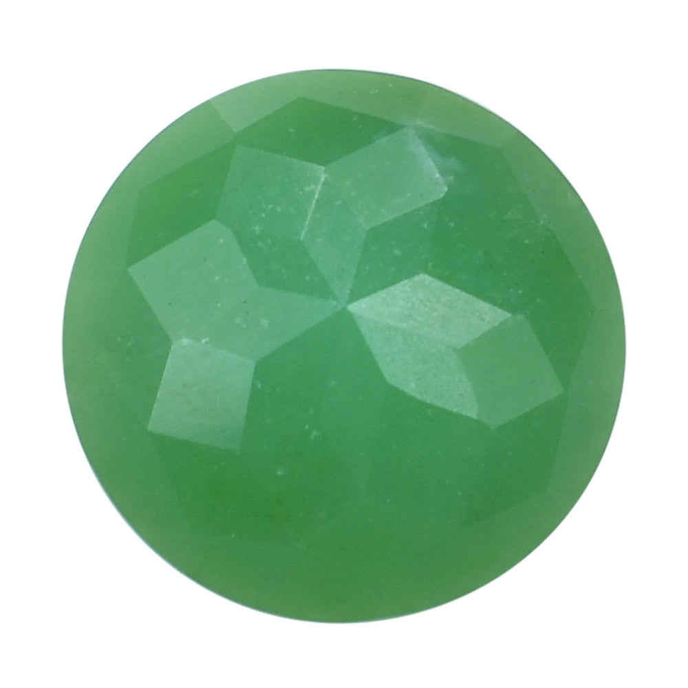 CHRYSOPRASE CHECKER ROUND CAB 14MM 6.19 Cts.