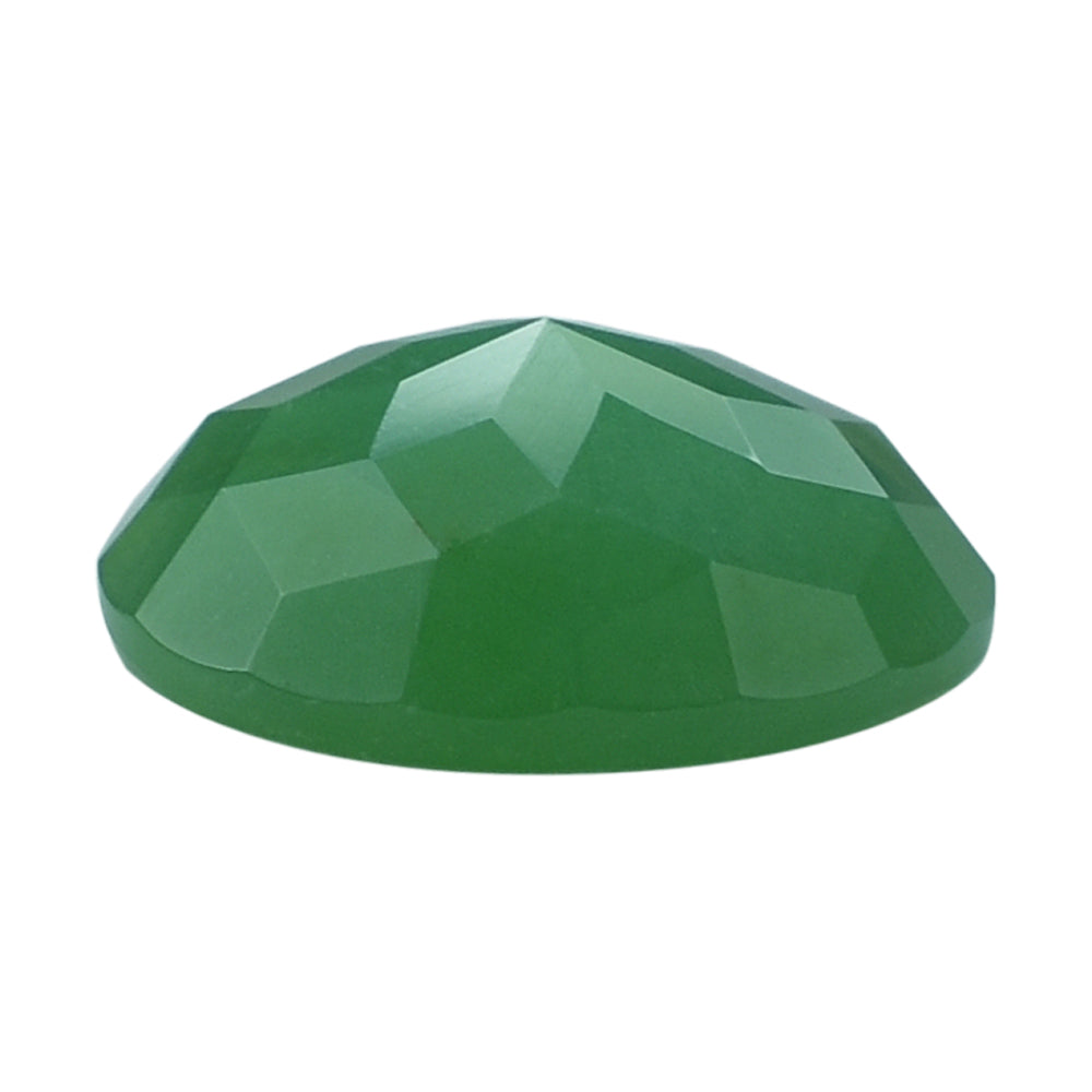 CHRYSOPRASE CHECKER ROUND CAB 14MM 6.19 Cts.