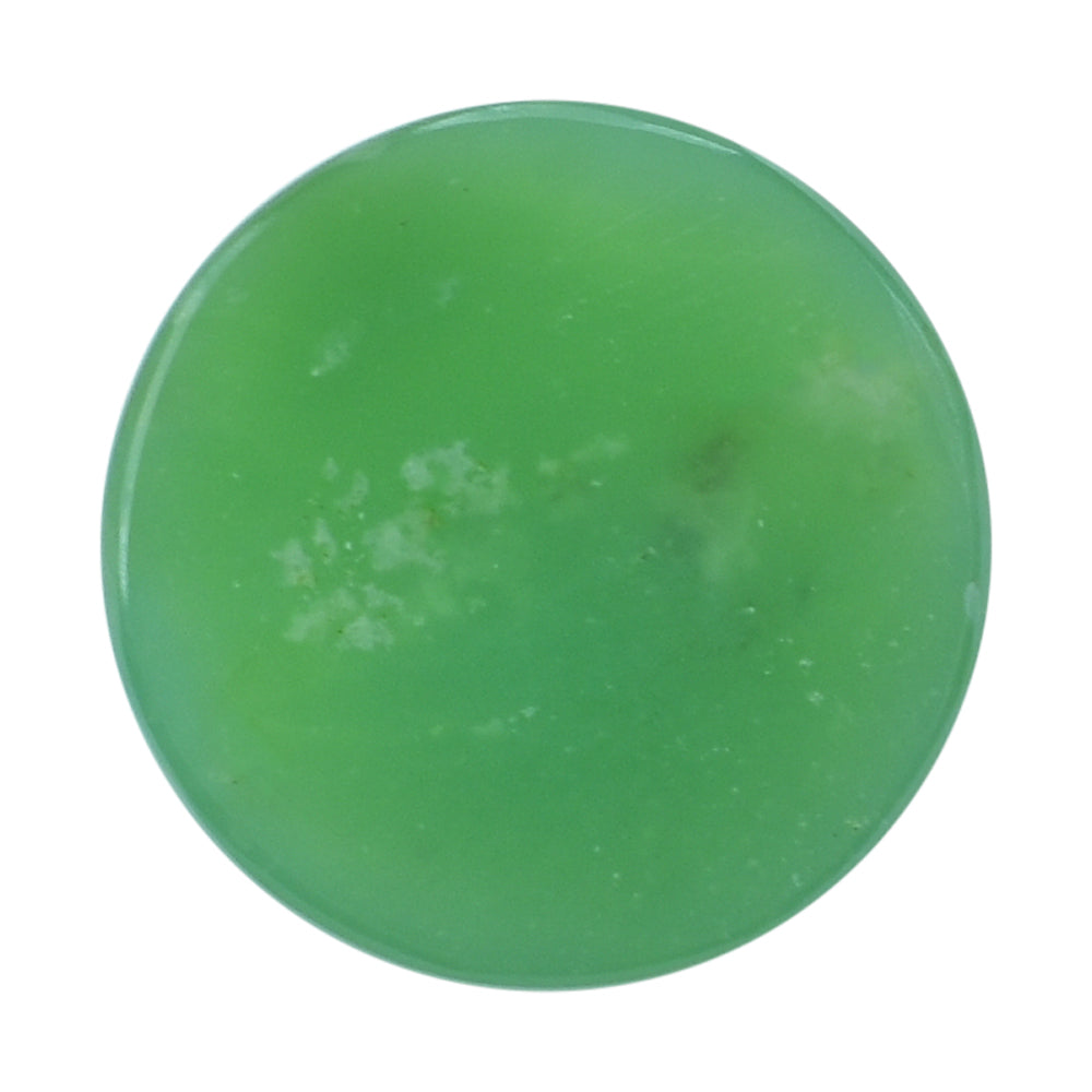CHRYSOPRASE CHECKER ROUND CAB 14MM 6.19 Cts.