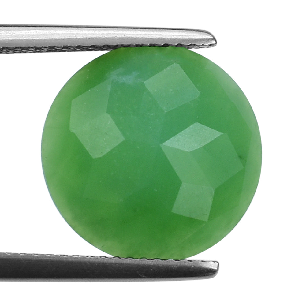 CHRYSOPRASE CHECKER ROUND CAB 14MM 6.19 Cts.