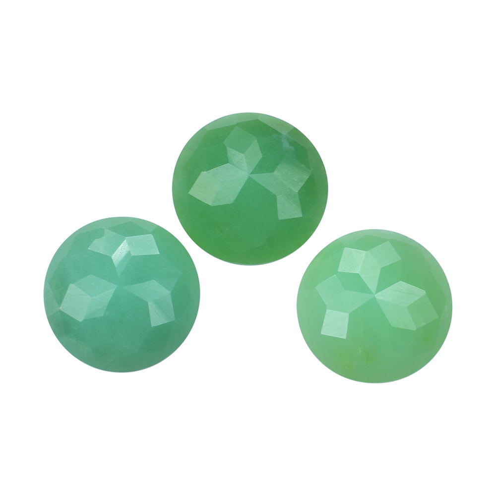 CHRYSOPRASE CHECKER ROUND CAB 14MM 6.19 Cts.