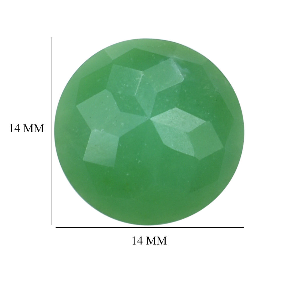 CHRYSOPRASE CHECKER ROUND CAB 14MM 6.19 Cts.
