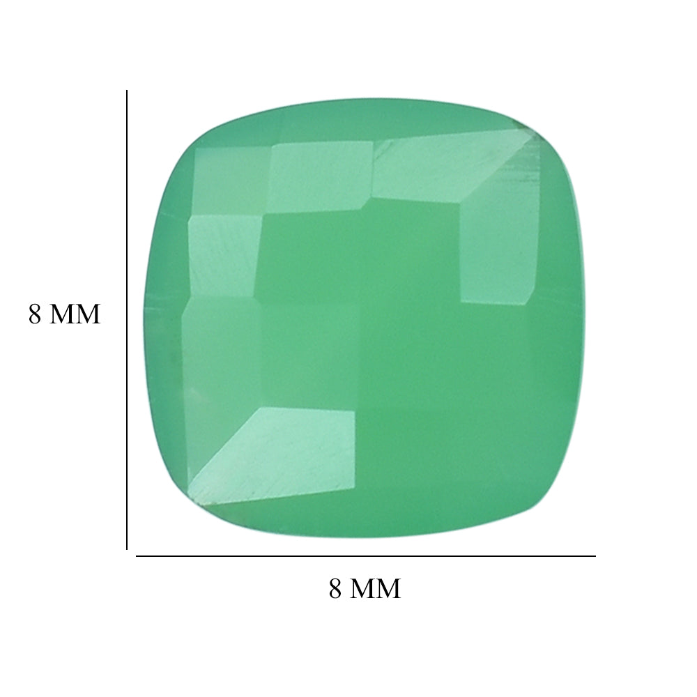 CHRYSOPRASE CHESS CUT BRIOLETTE CUSHION (FULL DRILL) 8MM 1.91 Cts.