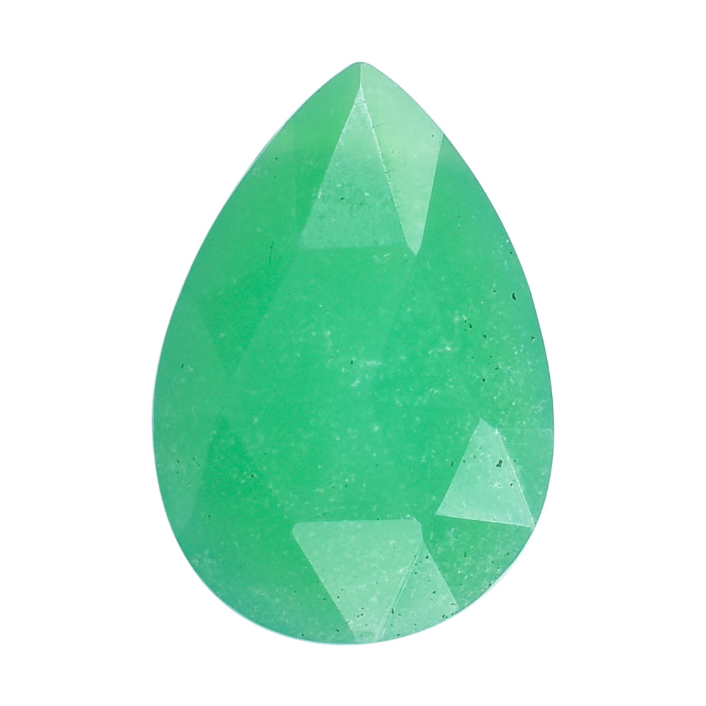 CHRYSOPRASE ROSE CUT BRIOLETTE PEAR (SIDE DRILL) 11X7.50MM 2.13 Cts.