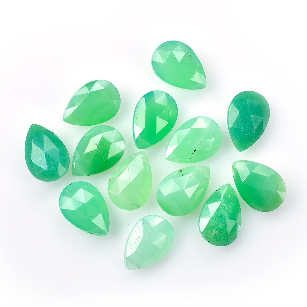 CHRYSOPRASE ROSE CUT BRIOLETTE PEAR (SIDE DRILL) 11X7.50MM 2.13 Cts.
