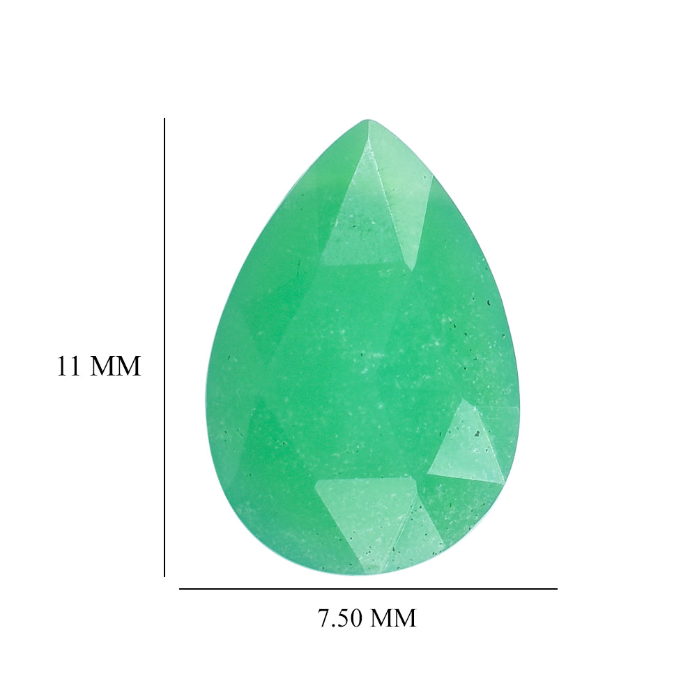 CHRYSOPRASE ROSE CUT BRIOLETTE PEAR (SIDE DRILL) 11X7.50MM 2.13 Cts.