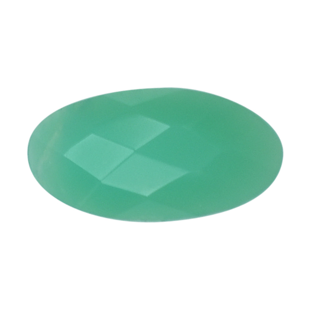 NATURAL CHRYSOPRASE CHECKER CUT OVAL CAB 8X4MM 0.53 Cts.