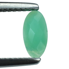 NATURAL CHRYSOPRASE CHECKER CUT OVAL CAB 8X4MM 0.53 Cts.