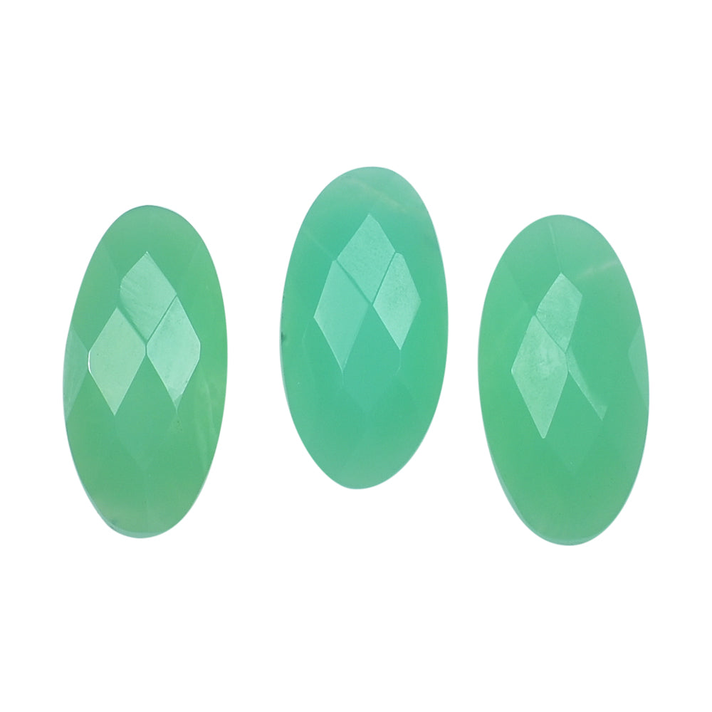 NATURAL CHRYSOPRASE CHECKER CUT OVAL CAB 8X4MM 0.53 Cts.