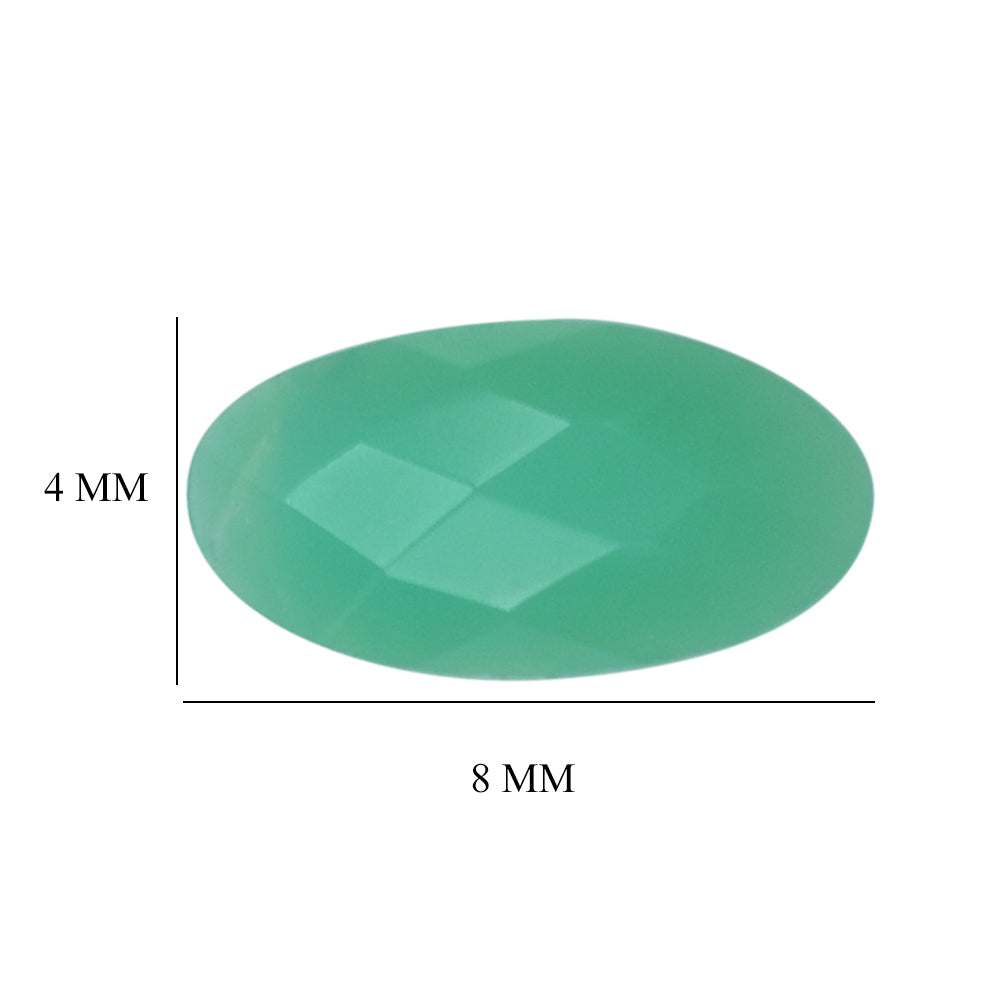 NATURAL CHRYSOPRASE CHECKER CUT OVAL CAB 8X4MM 0.53 Cts.