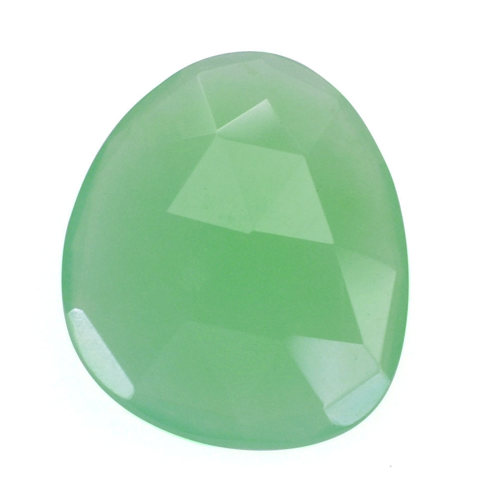 CHRYSOPRASE ROSE CUT BRIOLETTE IRREGULAR TRILLIONISH 15.50X12.50MM 4.75 Cts.
