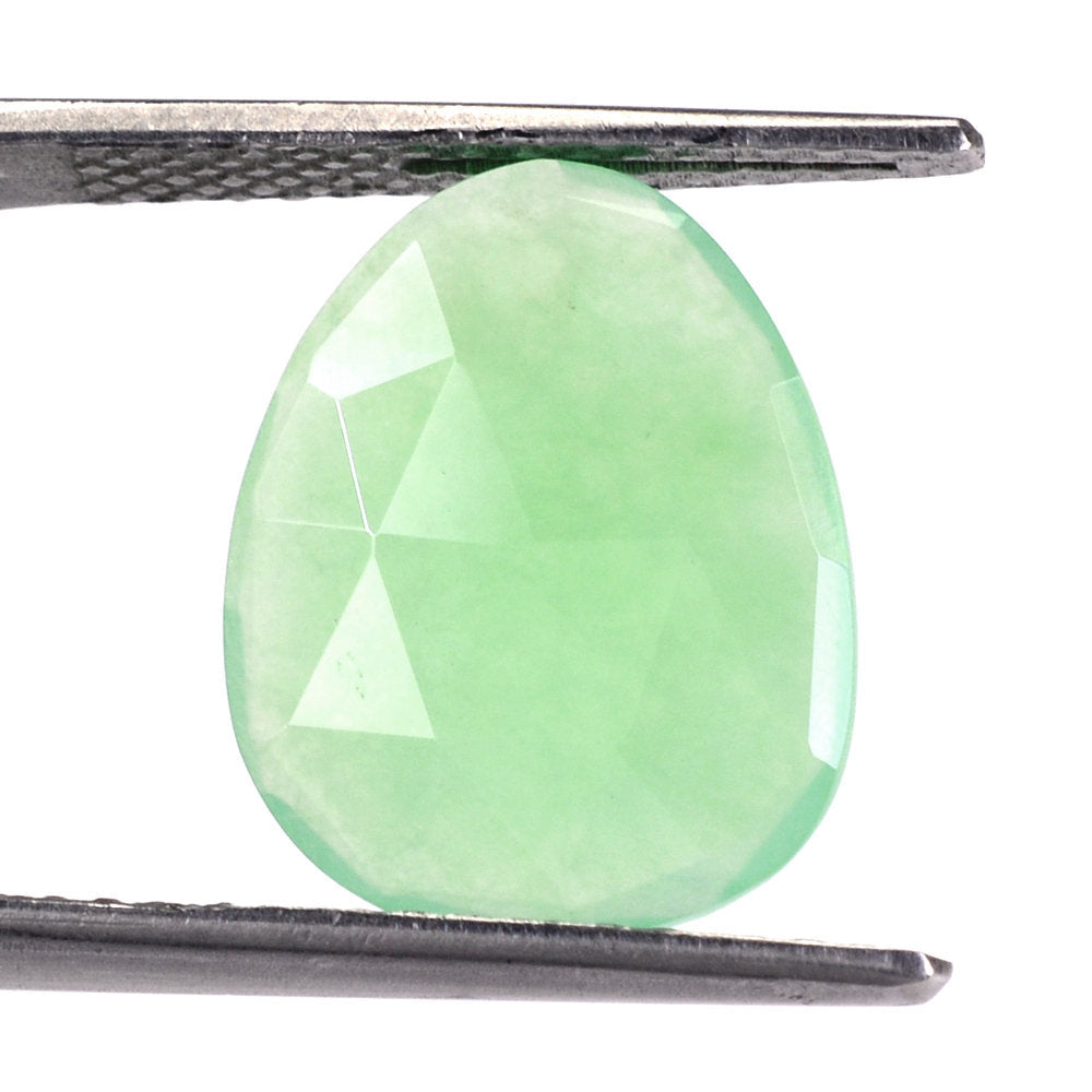 CHRYSOPRASE ROSE CUT BRIOLETTE IRREGULAR TRILLIONISH 15.50X12.50MM 4.75 Cts.