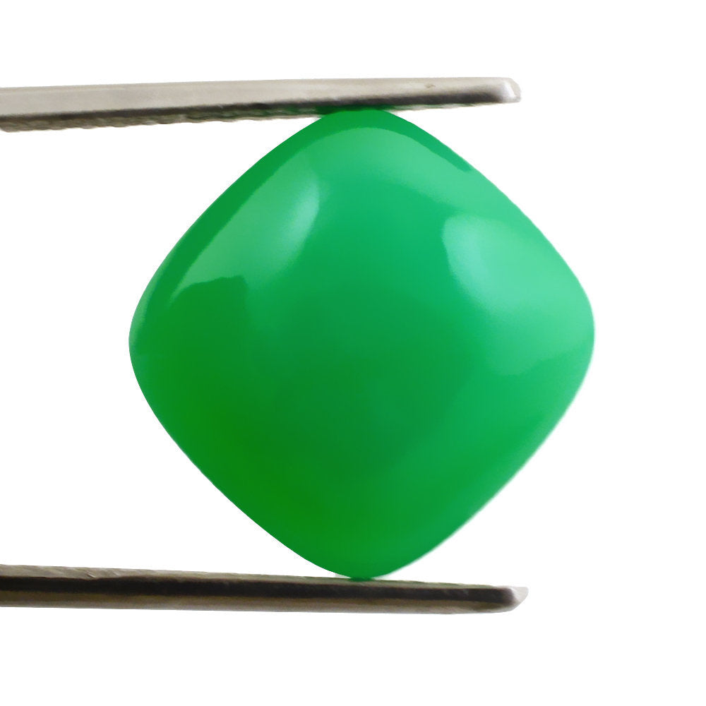 NATURAL CHRYSOPRASE LENTIL CUSHION 14MM 11.39 Cts.